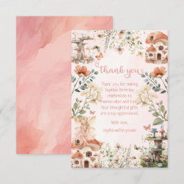 Tarjeta De Agradecimiento Cumpleaños de la niña del hongo del jardín encanta