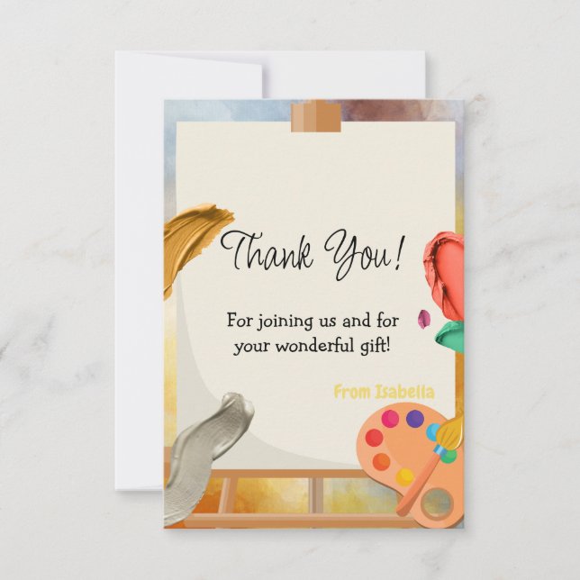 Tarjeta De Agradecimiento Cumpleaños de la pintura (Anverso)