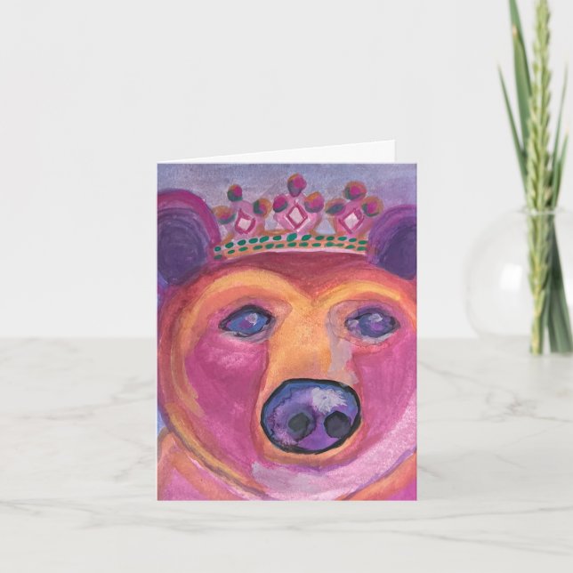 Tarjeta De Agradecimiento Cumpleaños de la pintura de la Reina del Oso (Anverso)