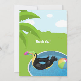 Tarjeta De Agradecimiento Cumpleaños de la Piscina Flotante Toucan Bird