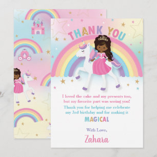 Tarjeta De Agradecimiento Cumpleaños de la princesa africana negra arcoiris