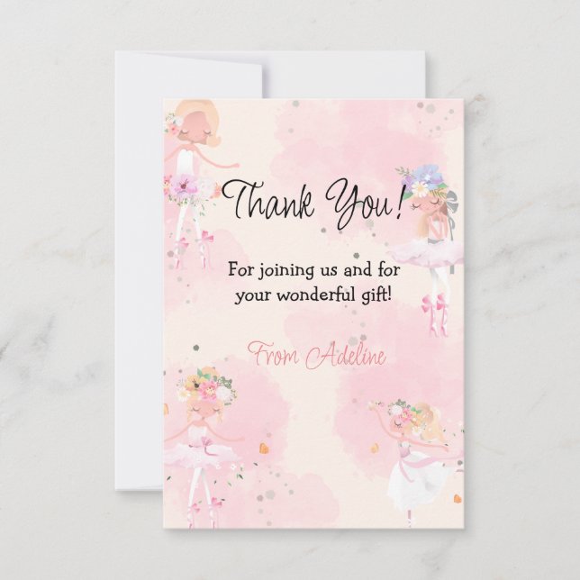 Tarjeta De Agradecimiento Cumpleaños de la Princesa Ballerina (Anverso)