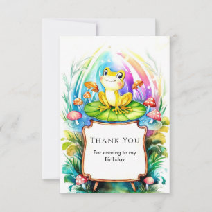 Tarjeta De Agradecimiento Cumpleaños de la Rana Feliz de Cute