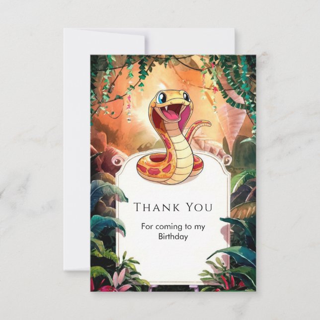 Tarjeta De Agradecimiento Cumpleaños de la serpiente Boho Viper (Anverso)