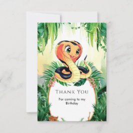 Tarjeta De Agradecimiento Cumpleaños de la serpiente Reptiles Sencillos