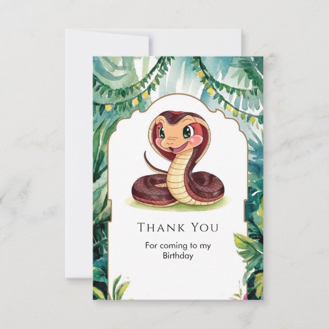 Tarjeta De Agradecimiento Cumpleaños de la serpiente viper forestal (Anverso)