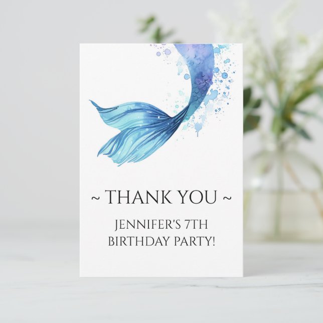 Tarjeta De Agradecimiento cumpleaños de la sirena bajo el mar (Anverso de pie)