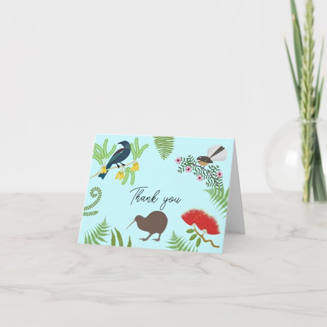 Tarjeta De Agradecimiento Cumpleaños de las aves de Nueva Zelanda (Anverso)
