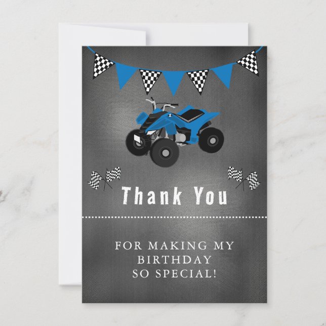 Tarjeta De Agradecimiento Cumpleaños de las Cuatro Ruedas Gracias (Anverso)