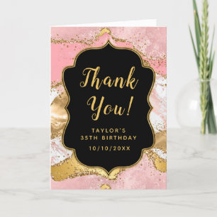 Tarjeta De Agradecimiento Cumpleaños de las Secuencias de Oro y Rosa