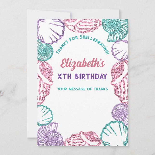 Tarjeta De Agradecimiento Cumpleaños de los Chicas de las conchas marinas (Anverso)