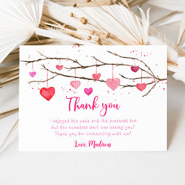 Tarjeta De Agradecimiento Cumpleaños de los corazones rojos rosados