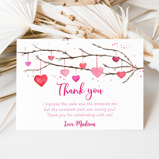 Tarjeta De Agradecimiento Cumpleaños de los corazones rojos rosados (Subido por el creador)