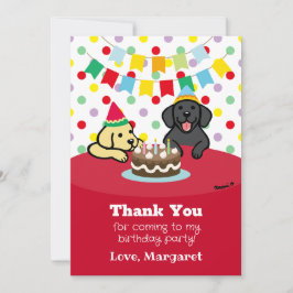 Tarjeta De Agradecimiento Cumpleaños de los labradores negros y amarillos pe