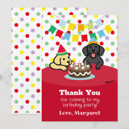 Tarjeta De Agradecimiento Cumpleaños de los labradores negros y amarillos pe