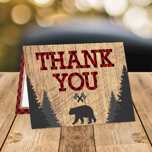 Tarjeta De Agradecimiento Cumpleaños de Lumberjack Red Black Buffalo