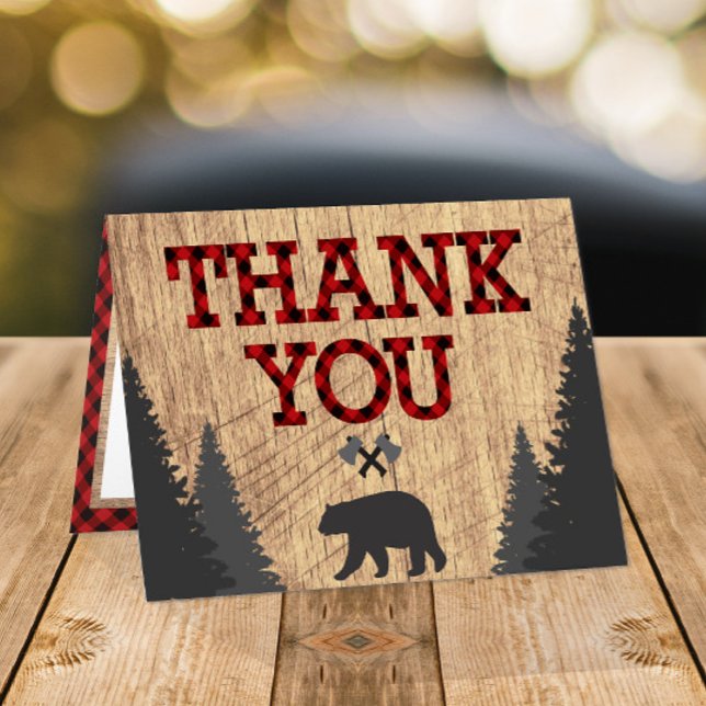 Tarjeta De Agradecimiento Cumpleaños de Lumberjack Red Black Buffalo (Subido por el creador)