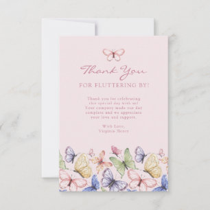 Tarjeta De Agradecimiento Cumpleaños de Mariposa Rosa