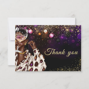 Tarjeta De Agradecimiento Cumpleaños de mujer afroamericana