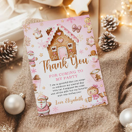 Tarjeta De Agradecimiento Cumpleaños de niña con casa de jengibre adorable