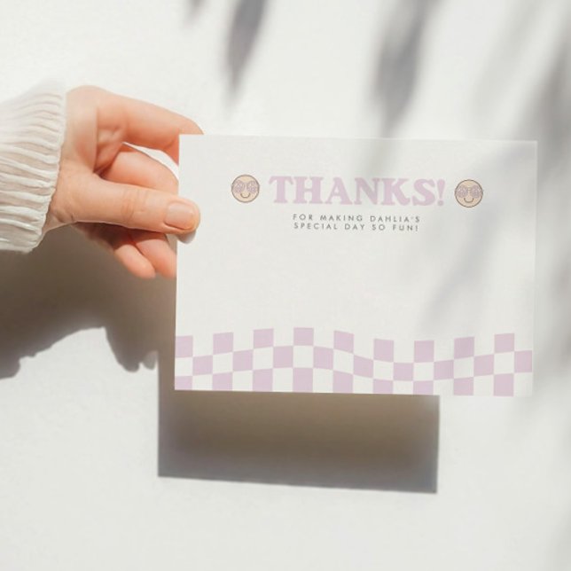 Tarjeta De Agradecimiento Cumpleaños de niña genial a cuadros cara feliz | 1 (Subido por el creador)