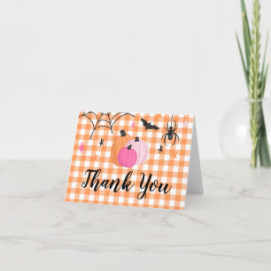 Tarjeta De Agradecimiento Cumpleaños de niña Halloween Spooktacular rosa cal
