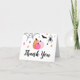 Tarjeta De Agradecimiento Cumpleaños de niña Halloween Spooktacular rosa cal