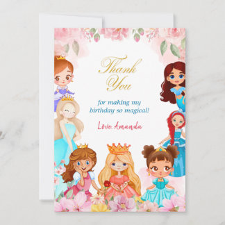 Tarjeta De Agradecimiento Cumpleaños de niña princesa 3 años gracias