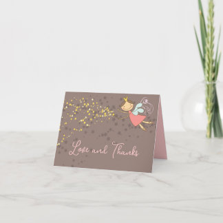 Tarjeta De Agradecimiento Cumpleaños de niña princesa hada rosa caprichosa e