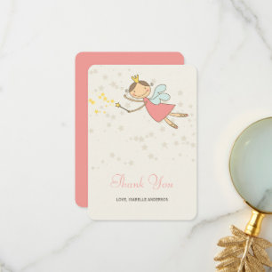 Tarjeta De Agradecimiento Cumpleaños de niña princesa hada rosa linda y capr