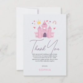 Tarjeta De Agradecimiento Cumpleaños de niña princesa rosa linda