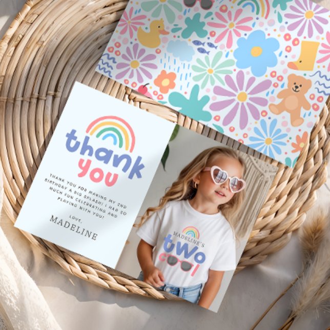 Tarjeta De Agradecimiento Cumpleaños de niñas con foto de arcoíris (Subido por el creador)