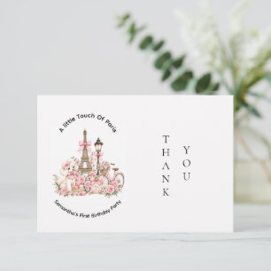 Tarjeta De Agradecimiento Cumpleaños de niñas con Un Toque de París 1er.