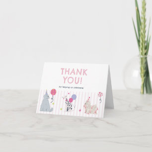 Tarjeta De Agradecimiento Cumpleaños de niñas lindas con perro pastel Let's 