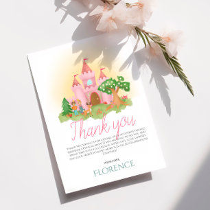 Tarjeta De Agradecimiento Cumpleaños de niñas lindas princesas rosadas