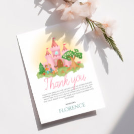 Tarjeta De Agradecimiento Cumpleaños de niñas lindo princesa rosa Kids