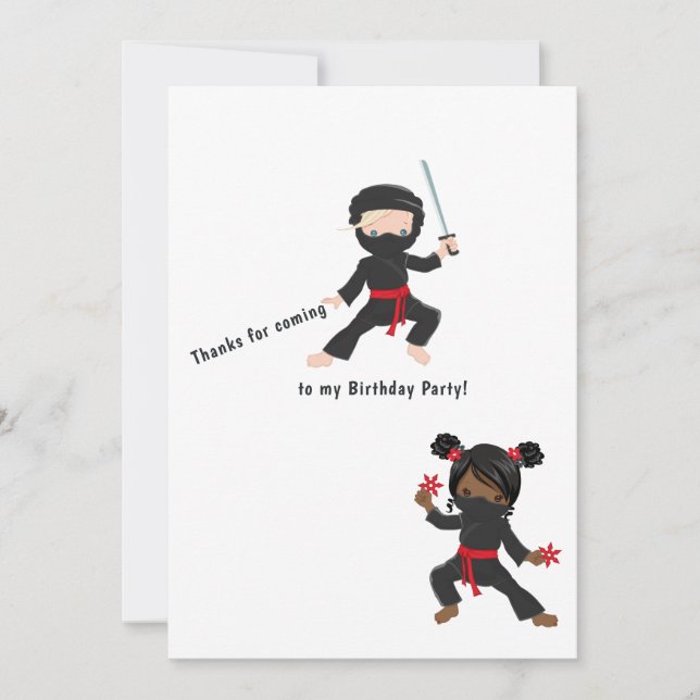 Tarjeta De Agradecimiento Cumpleaños de Ninja (Anverso)