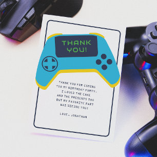 Tarjeta De Agradecimiento Cumpleaños de niño de videojuegos 'Game On'