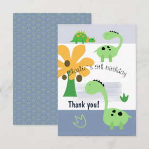 Tarjeta De Agradecimiento Cumpleaños de Niño Dinosaurio Jurásico
