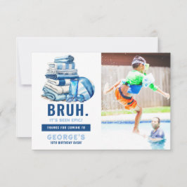 Tarjeta De Agradecimiento Cumpleaños de Niño Fiesta en Piscina Azul BRUH