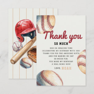 Tarjeta De Agradecimiento Cumpleaños de Niño Novato de Béisbol