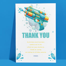 Tarjeta De Agradecimiento Cumpleaños de niño personalizado con pistola de ag