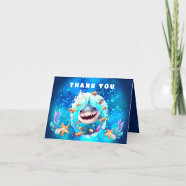 Tarjeta De Agradecimiento Cumpleaños de niño tiburón lindo