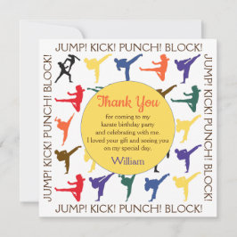 Tarjeta De Agradecimiento Cumpleaños de niños con artes marciales de karate 