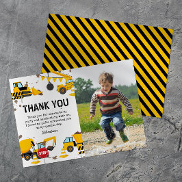 Tarjeta De Agradecimiento Cumpleaños de niños con camión de construcción en