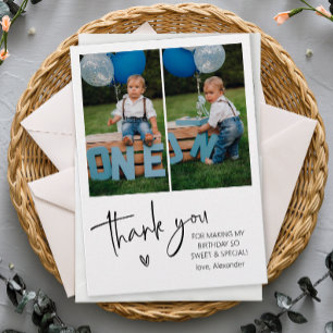 Tarjeta De Agradecimiento Cumpleaños de niños con dos fotos