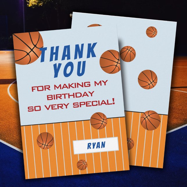 Tarjeta De Agradecimiento Cumpleaños de niños de baloncesto lindos (Subido por el creador)