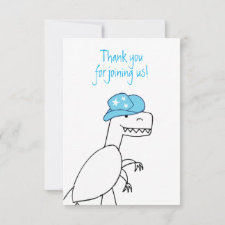 Tarjeta De Agradecimiento Cumpleaños de niños dinosaurio Trex vaquero Gracia