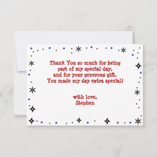 Tarjeta De Agradecimiento cumpleaños de niños estilo Ninja