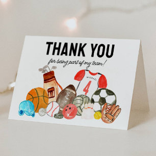Tarjeta De Agradecimiento Cumpleaños de niños estrellas del deporte modernos
